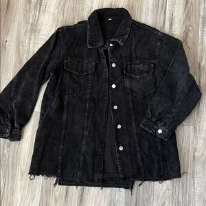 Oversized Black Corduroy Denim Jacket